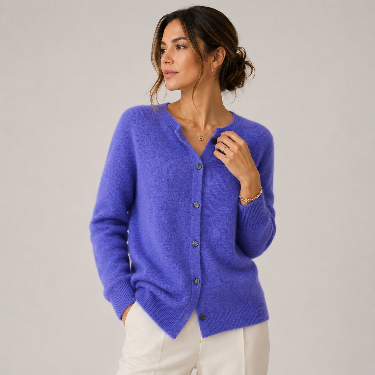 Women's Cashmere Look Cardigan Soft Button Front Knit Sweater