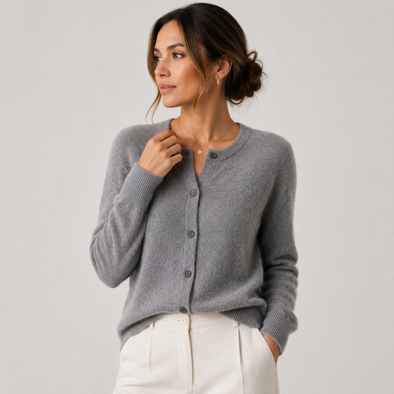 Women's Cashmere Look Cardigan Soft Button Front Knit Sweater