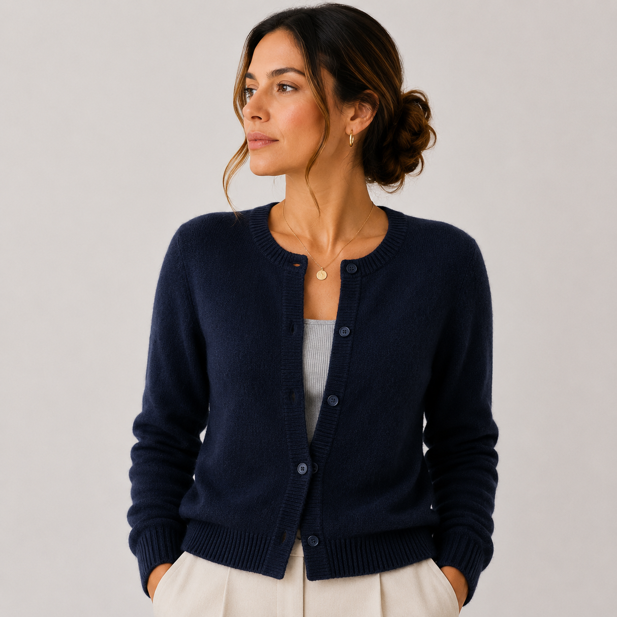 Women's Soft Knit Cardigan Classic Button Front Long Sleeve