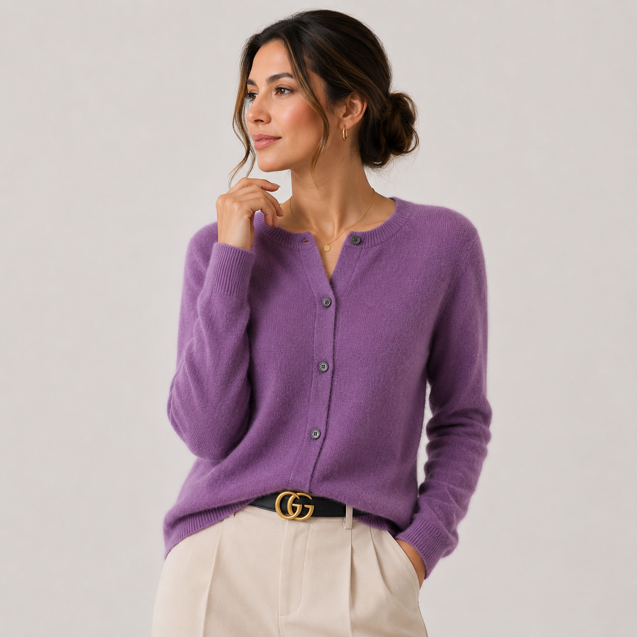 Women's Cashmere Look Cardigan Soft Button Front Knit Sweater