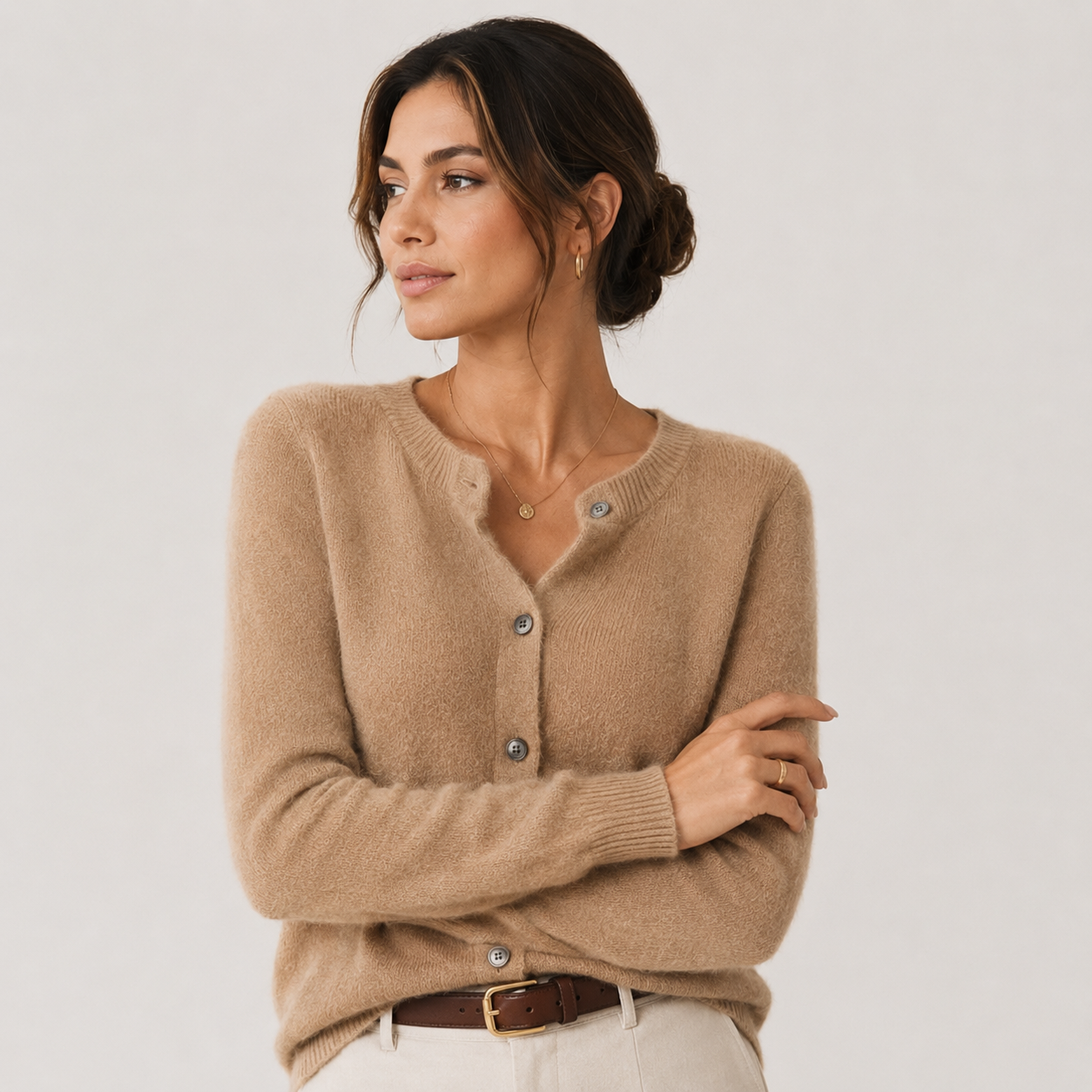 Women's Cashmere Look Cardigan Soft Button Front Knit Sweater