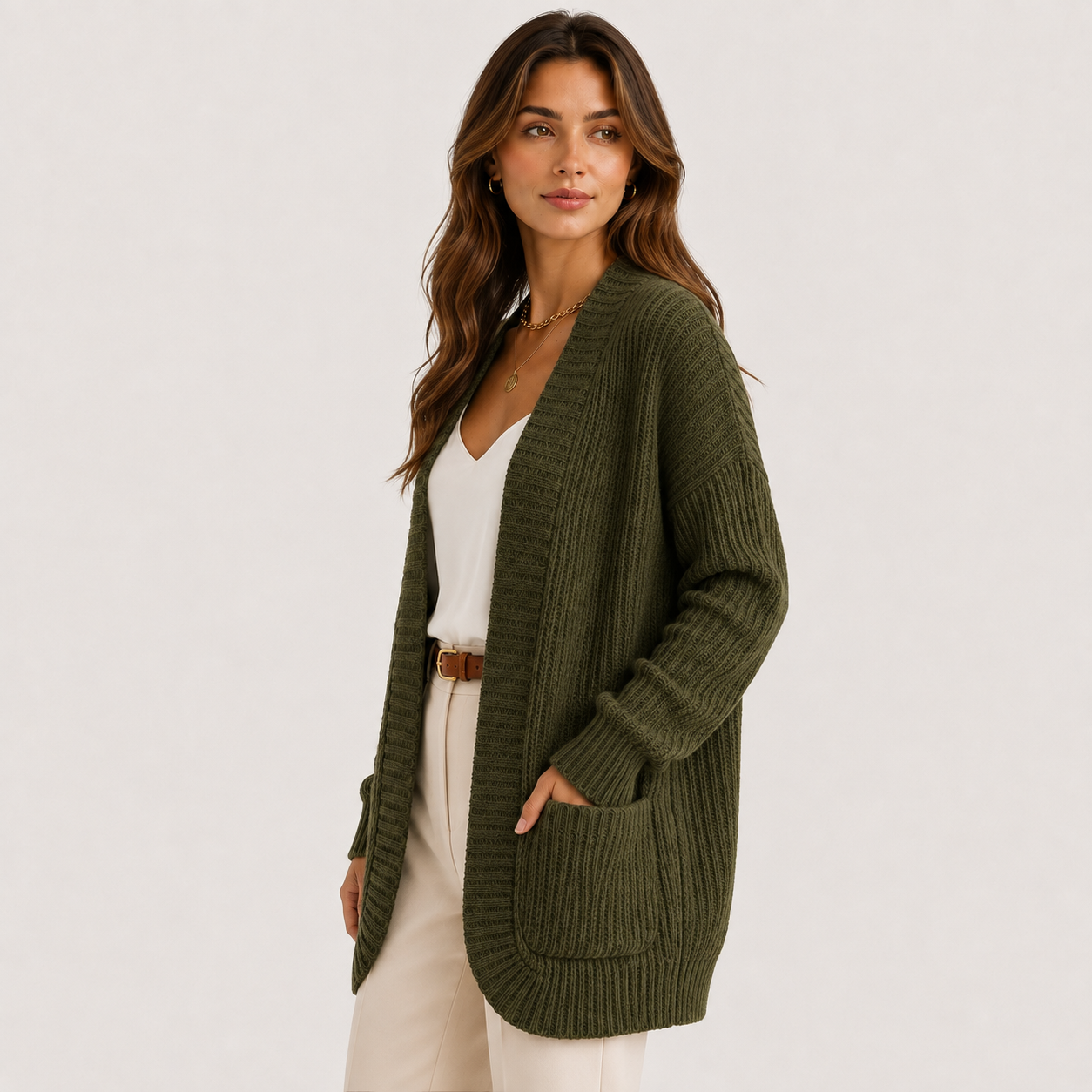 Women's Ribbed Sweater Long Sleeve Casual Knit Top