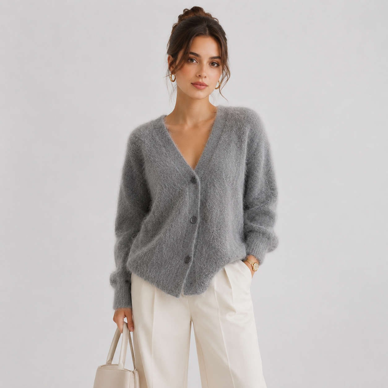Women's Knit Cardigan Comfortable Long Sleeve Button Sweater