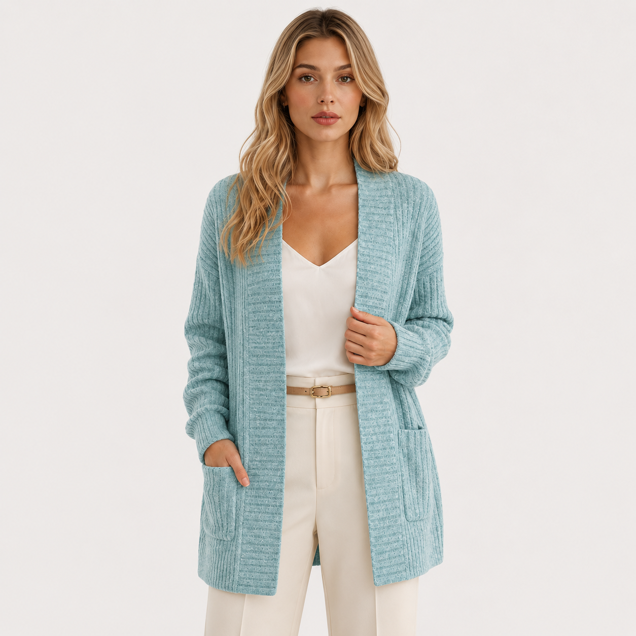 Women's Ribbed Sweater Long Sleeve Casual Knit Top