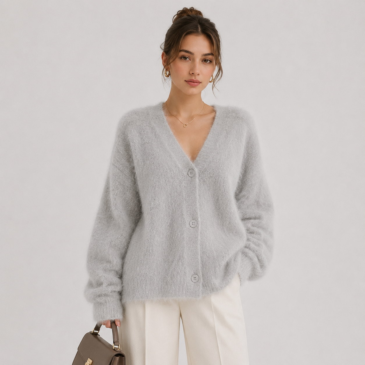 Women's Knit Cardigan Comfortable Long Sleeve Button Sweater
