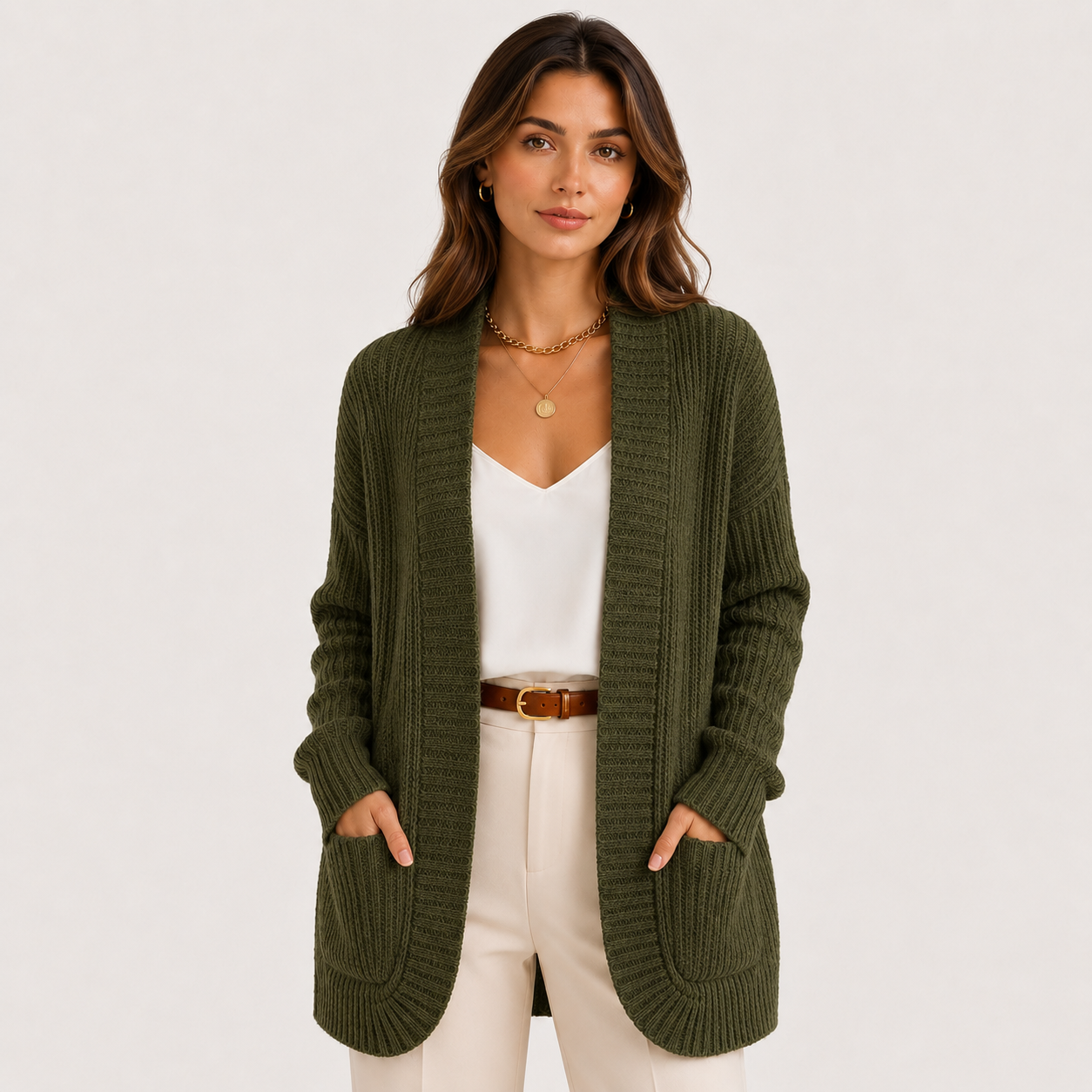 Women's Ribbed Sweater Long Sleeve Casual Knit Top