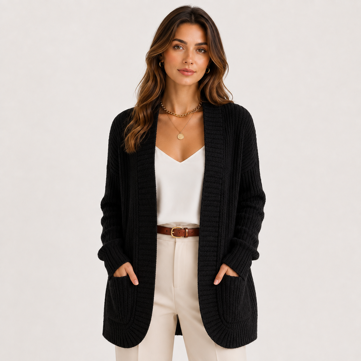 Women's Ribbed Sweater Long Sleeve Casual Knit Top