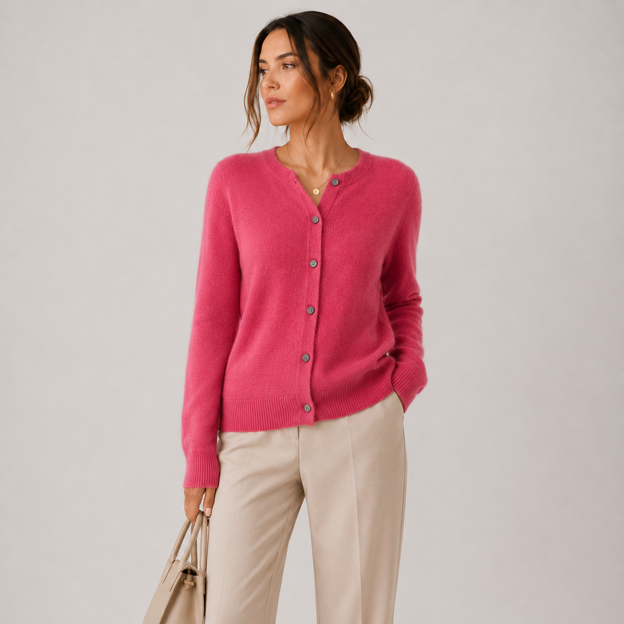 Women's Cashmere Look Cardigan Soft Button Front Knit Sweater