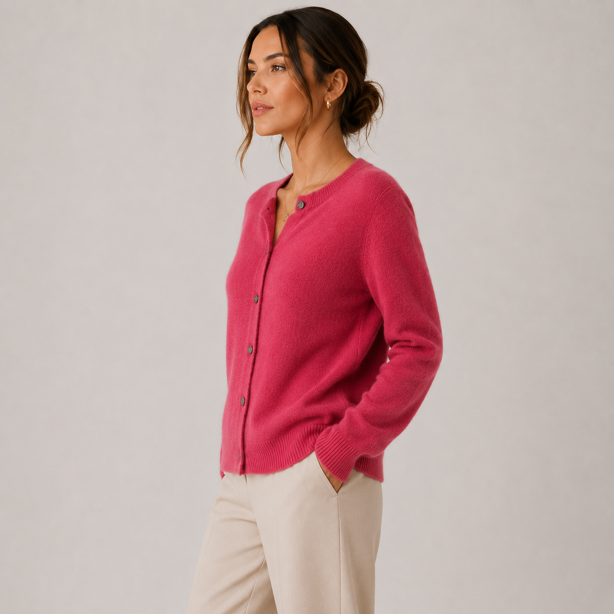 Women's Cashmere Look Cardigan Soft Button Front Knit Sweater
