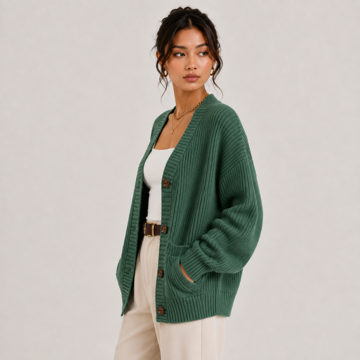 Women's Cardigan Sweater Knit Front Button Long Sleeve