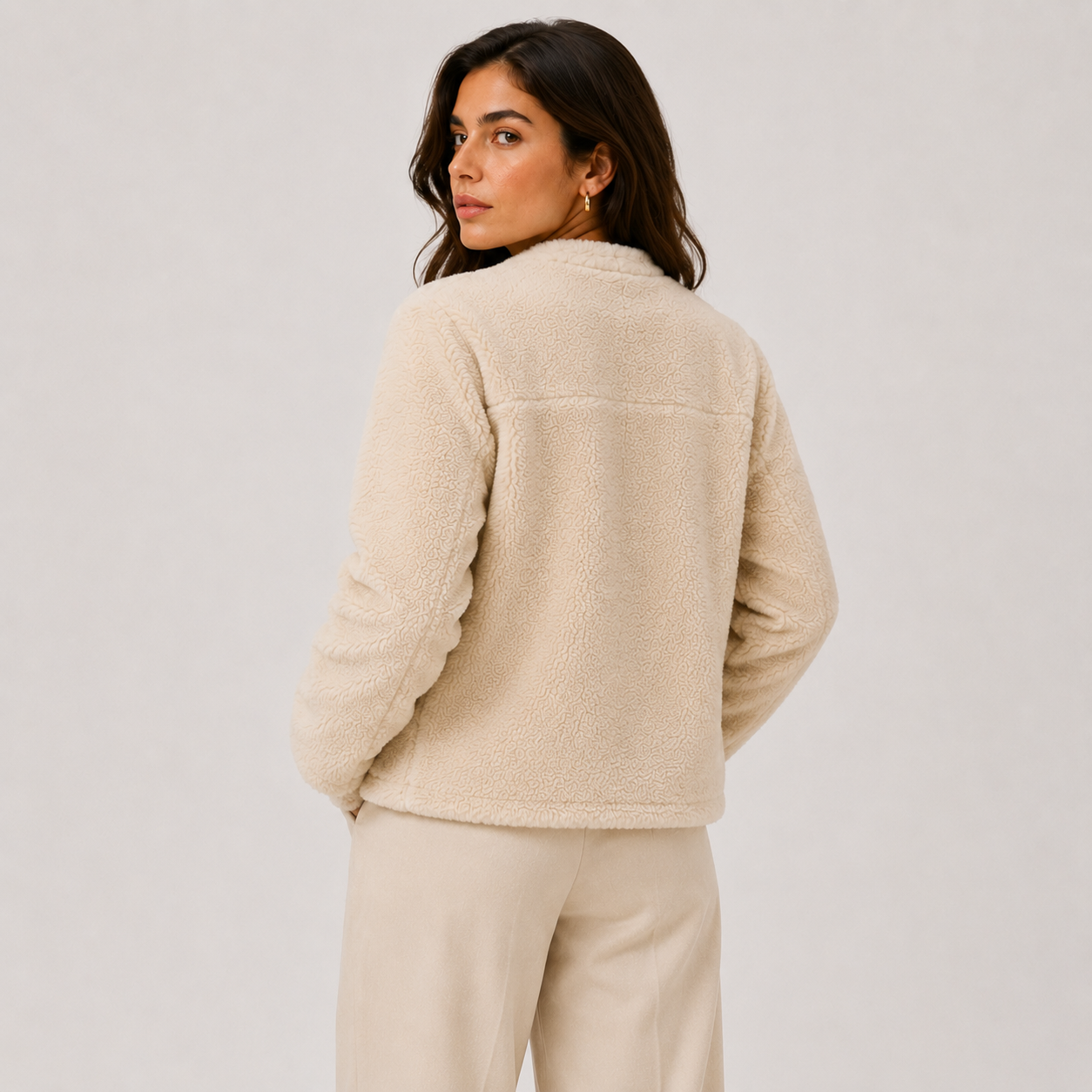 Women's Cozy Fleece Jacket with Toggle Button Closure