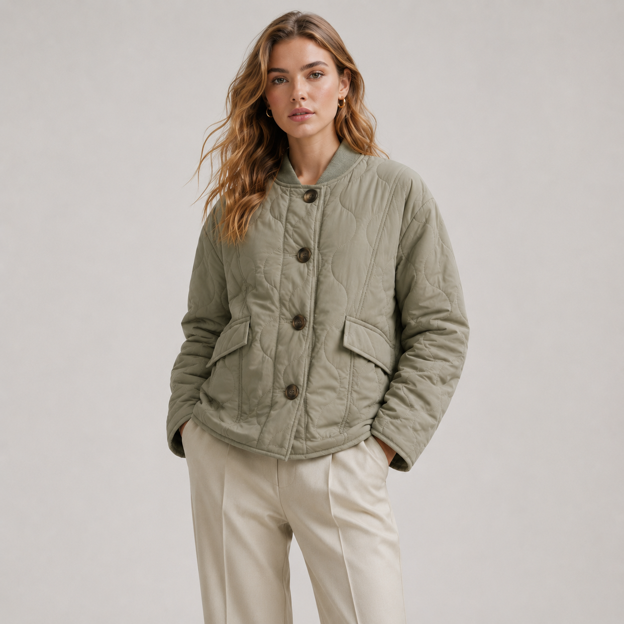 Women's Jacket Warm Loose Fit Long Sleeve Button Coat