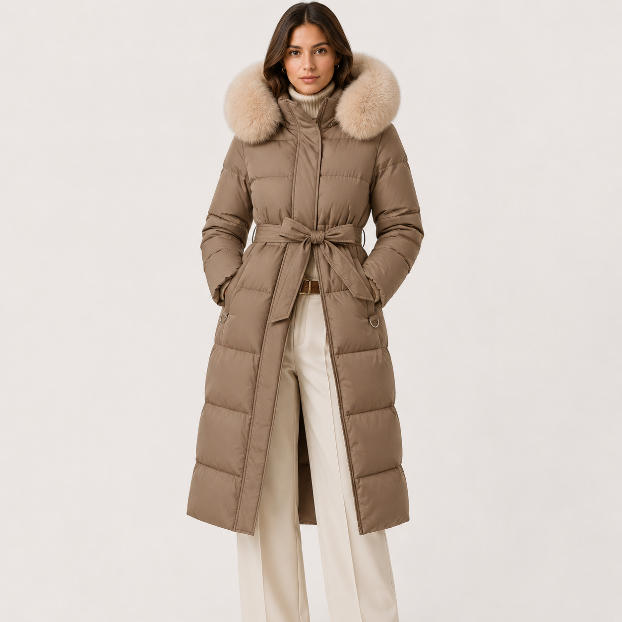 Women's Puffer Parka Water Resistant Loose Fit Fur Hood