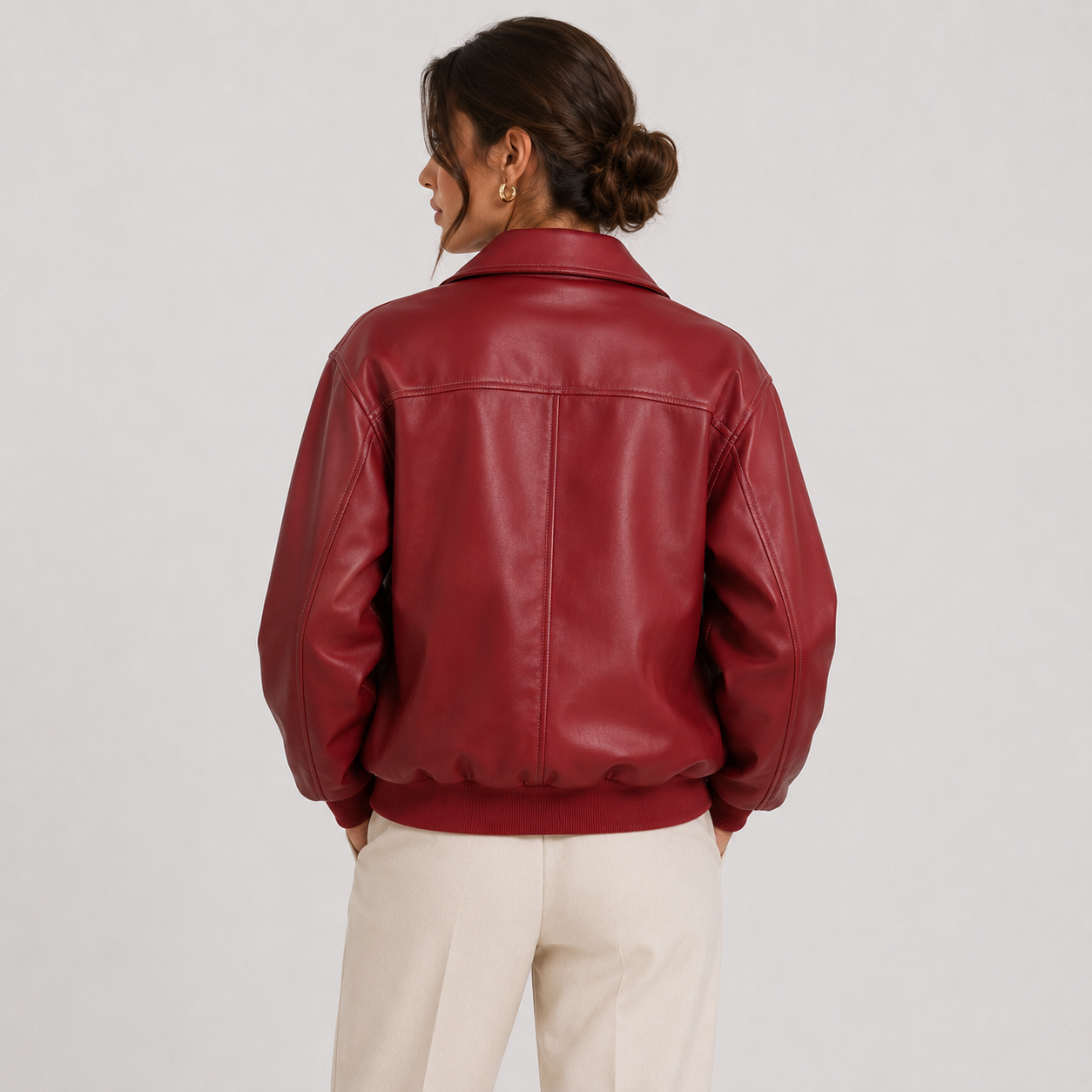 Women's Leather Look Jacket Timeless Red Heritage Silhouette