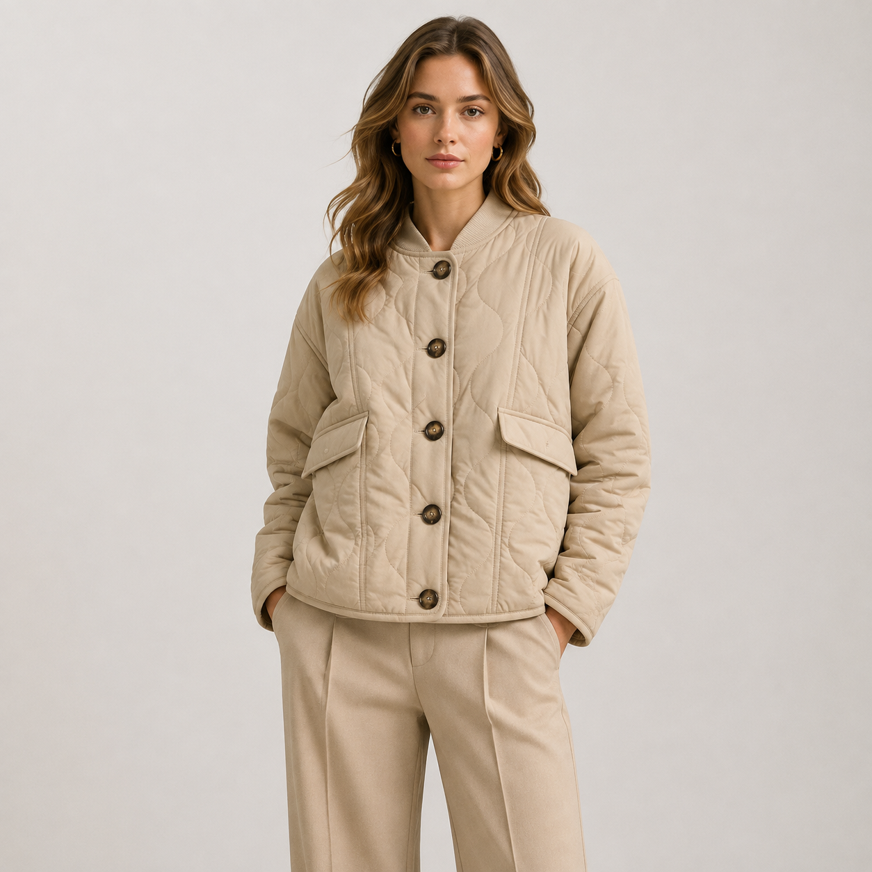 Women's Jacket Warm Loose Fit Long Sleeve Button Coat