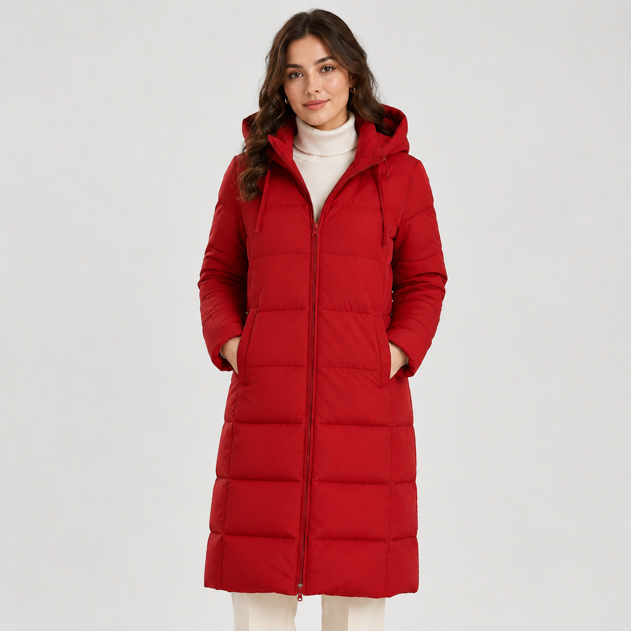Women’s Long Puffer Coat Hooded Quilted Warm Winter Jacket