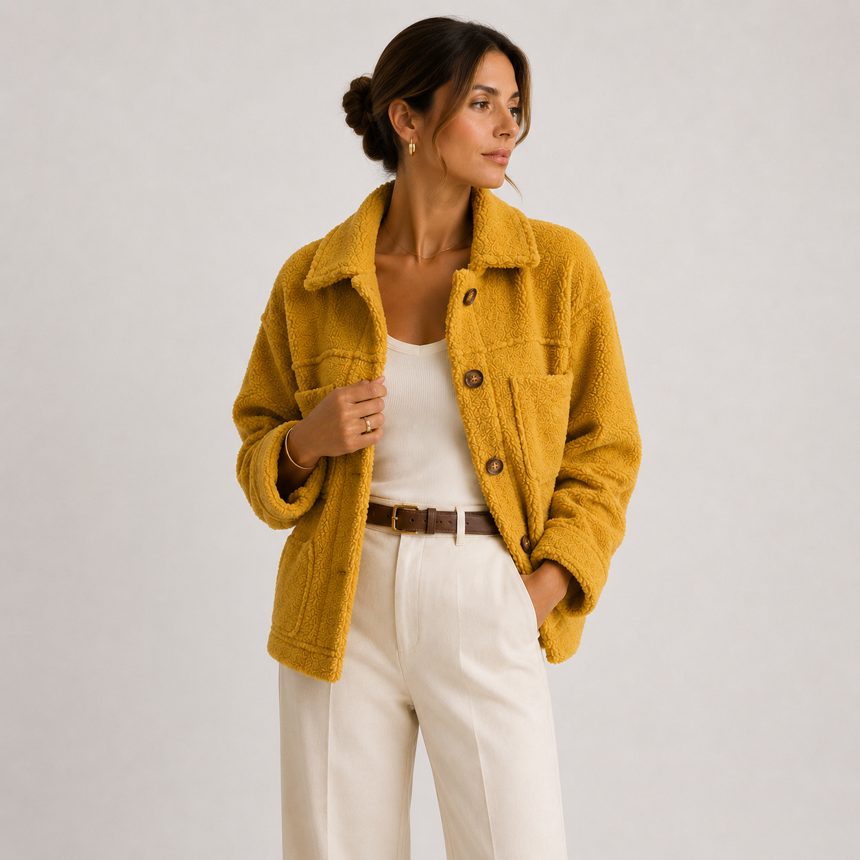 Women's Plush Sherpa Jacket Cozy Lightweight Casual Shacket