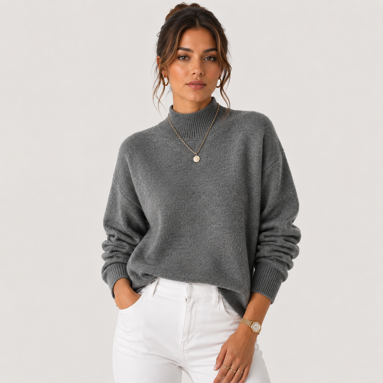Priya | Women's Cable Knit Turtleneck Sweater, Cozy Winter Pullover