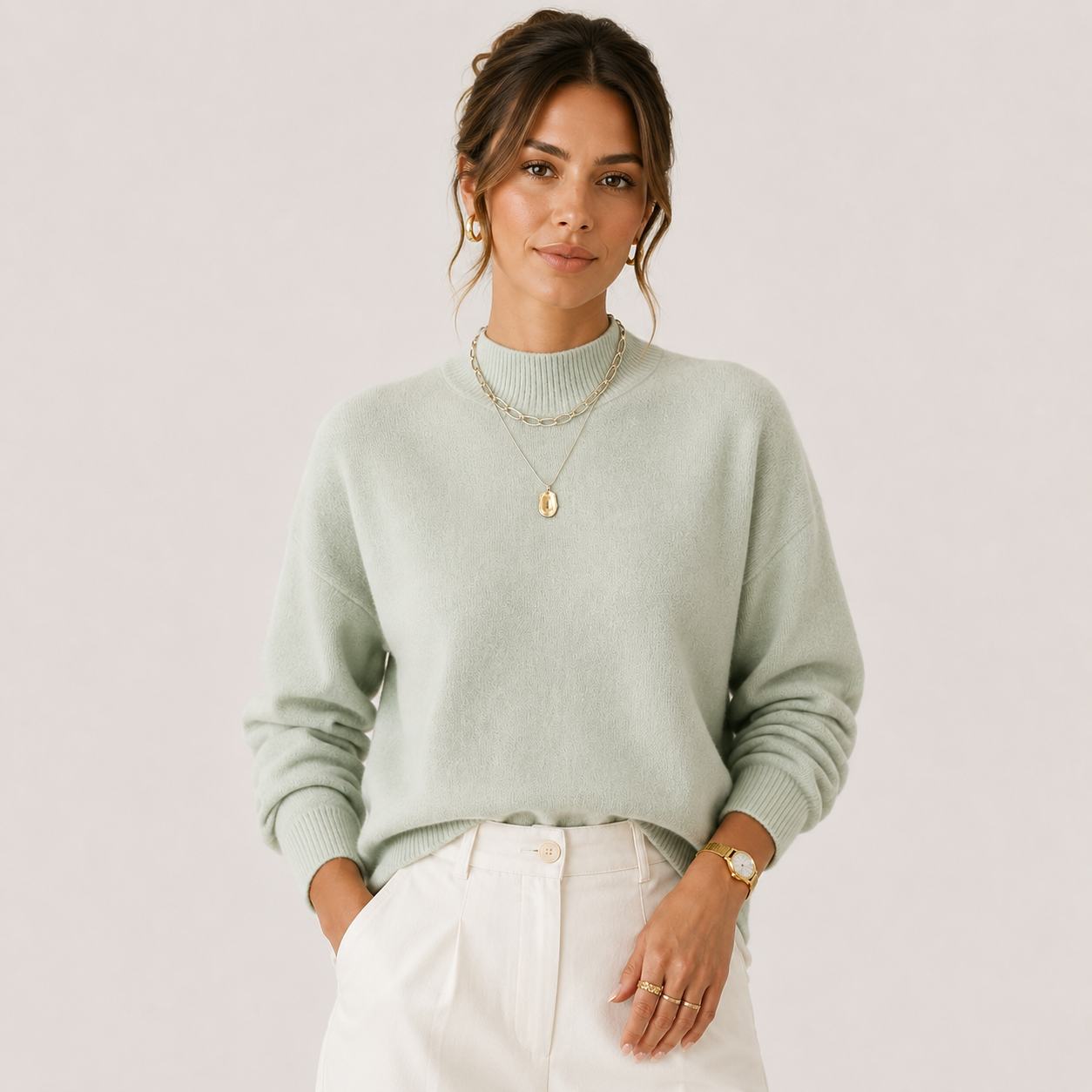 Priya | Women's Cable Knit Turtleneck Sweater, Cozy Winter Pullover