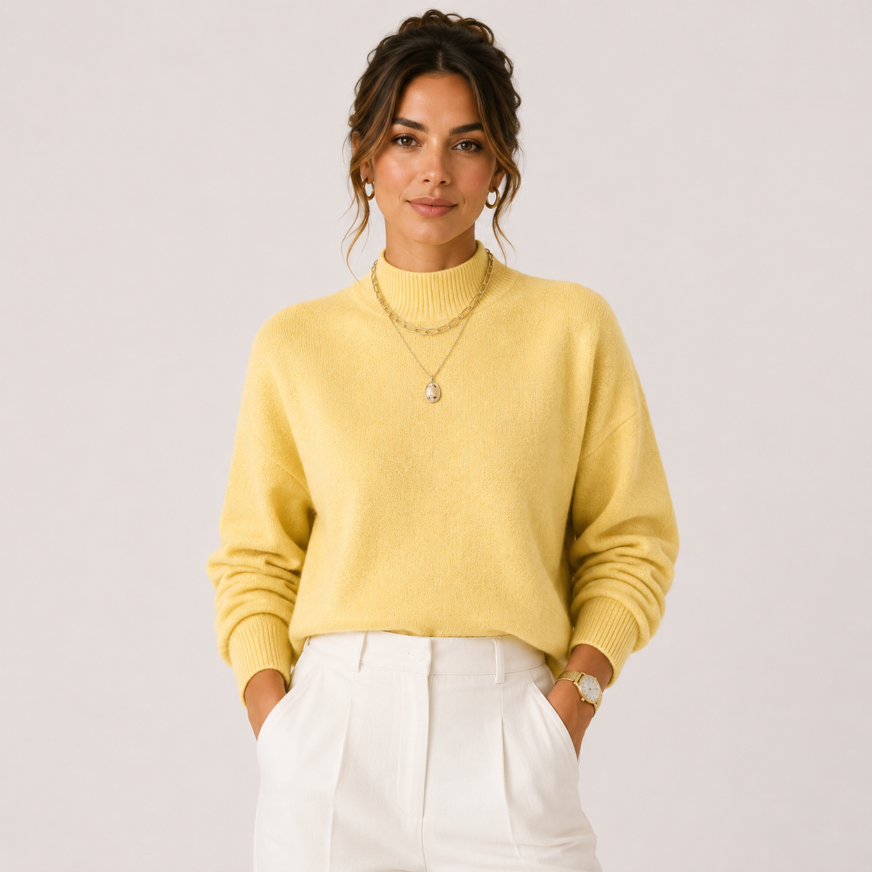 Priya | Women's Cable Knit Turtleneck Sweater, Cozy Winter Pullover