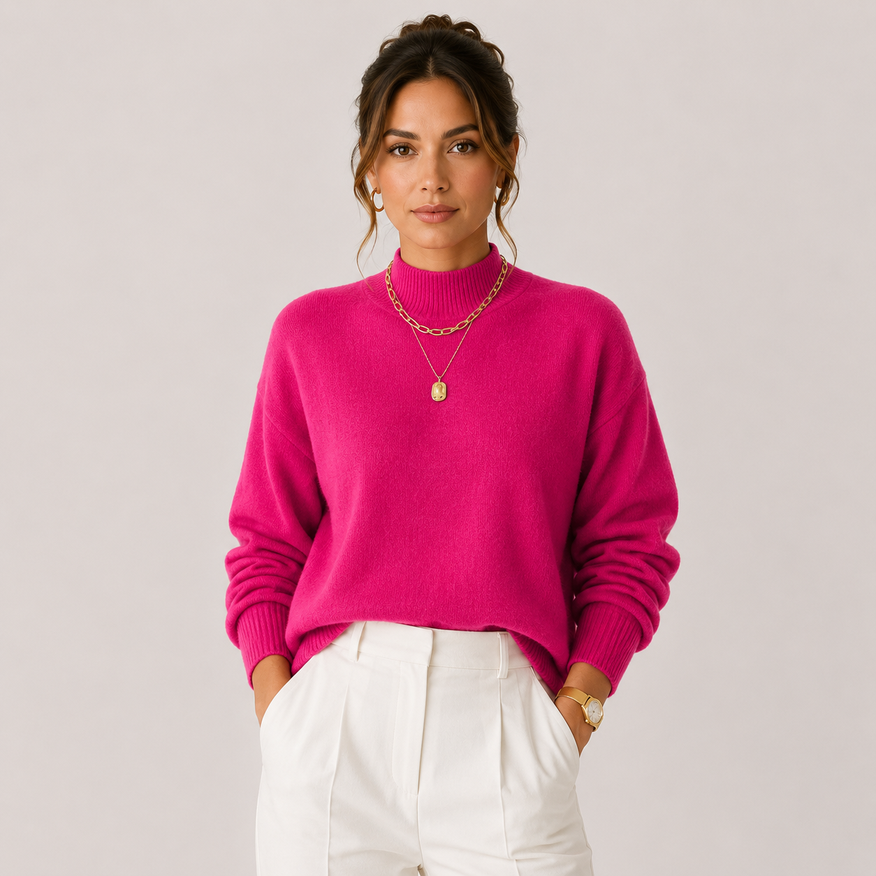 Priya | Women's Cable Knit Turtleneck Sweater, Cozy Winter Pullover