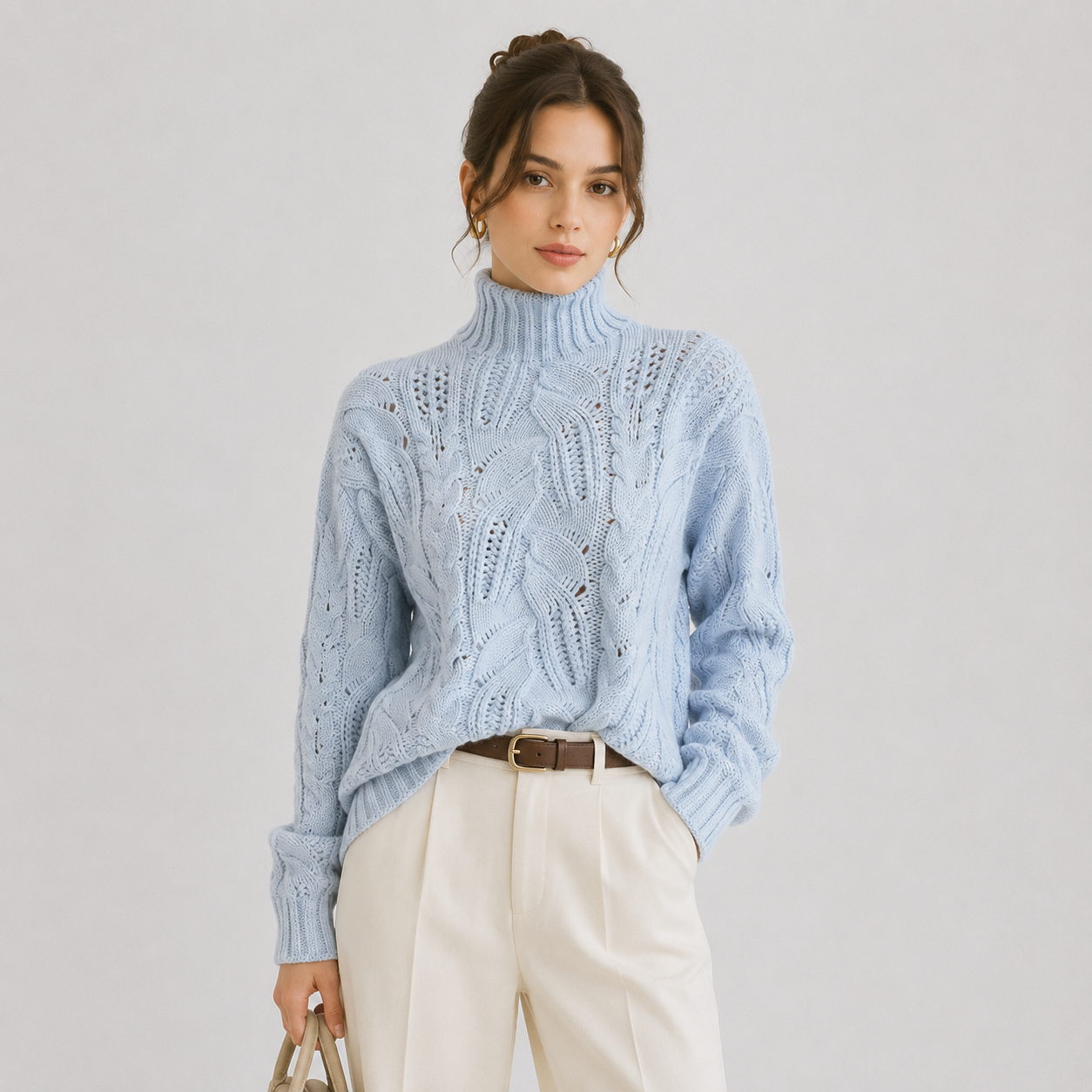 Women's Premium Cashmere Look Sweater Warm Long Sleeve Knitwear