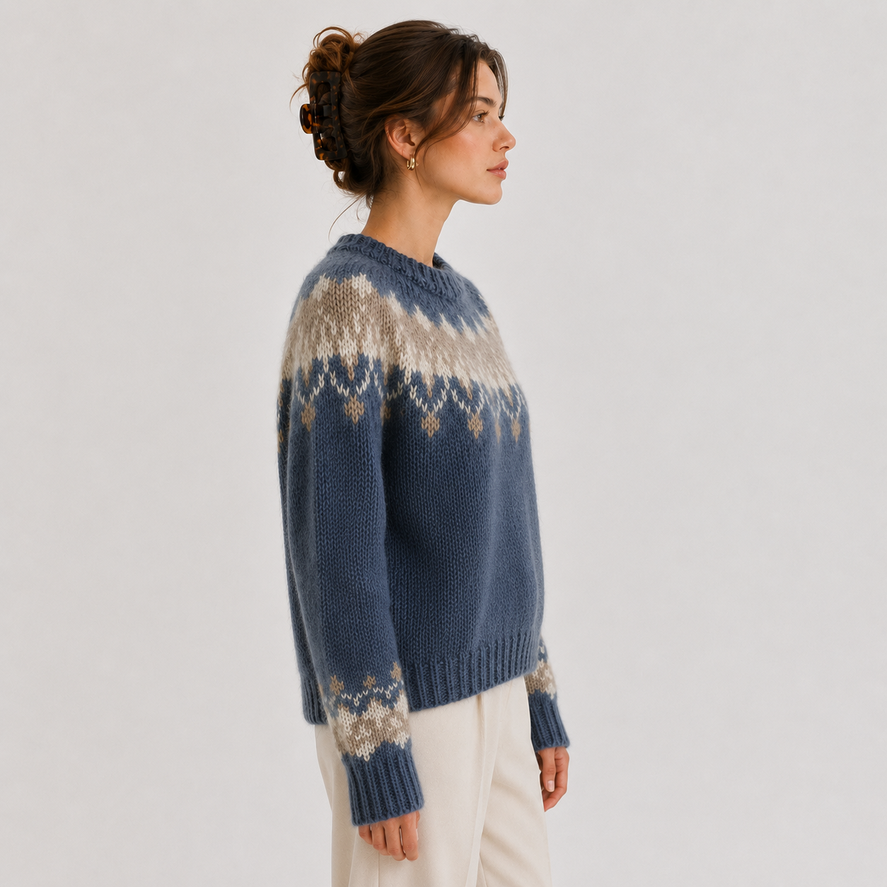 Women's Premium Cashmere Look Pullover Lightweight Warm Knitwear