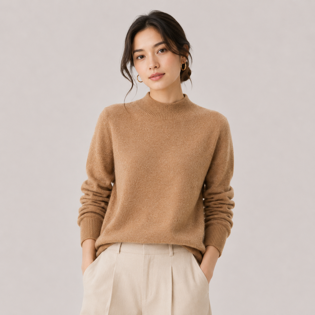 Women's Cashmere Look Sweater Lightweight Classic Fit