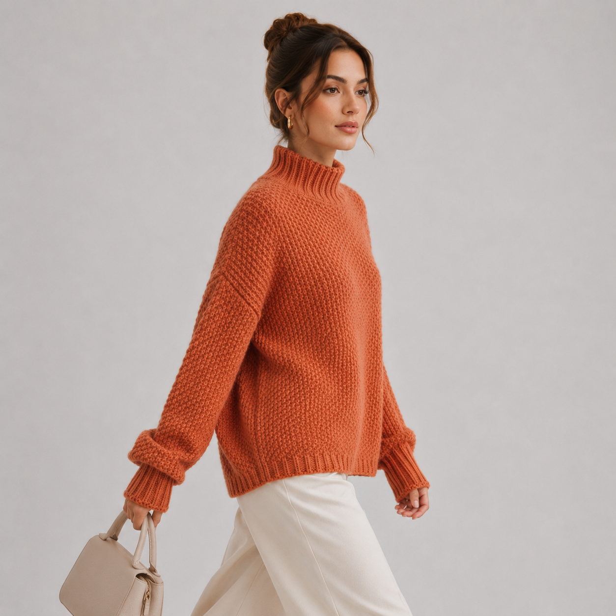 Women's Relaxed Sweater Comfortable Long Sleeve Knitwear