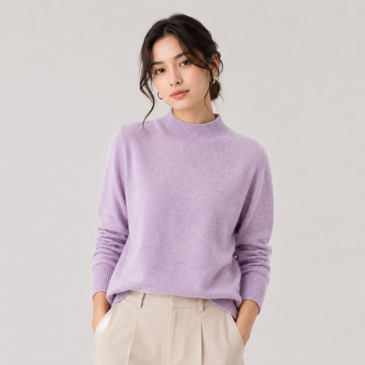 Women's Cashmere Look Sweater Lightweight Classic Fit