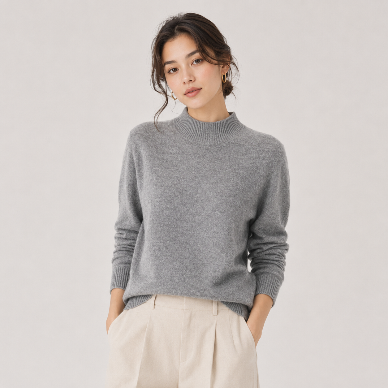 Women's Cashmere Look Sweater Lightweight Classic Fit
