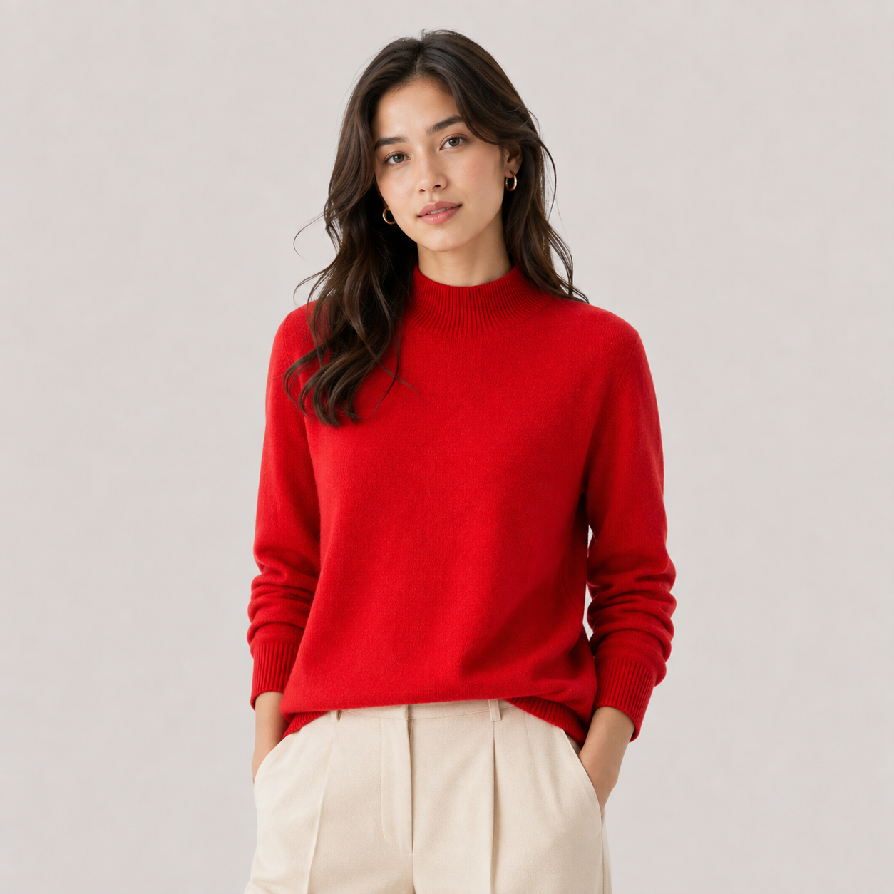 Women's Cashmere Look Sweater Lightweight Classic Fit