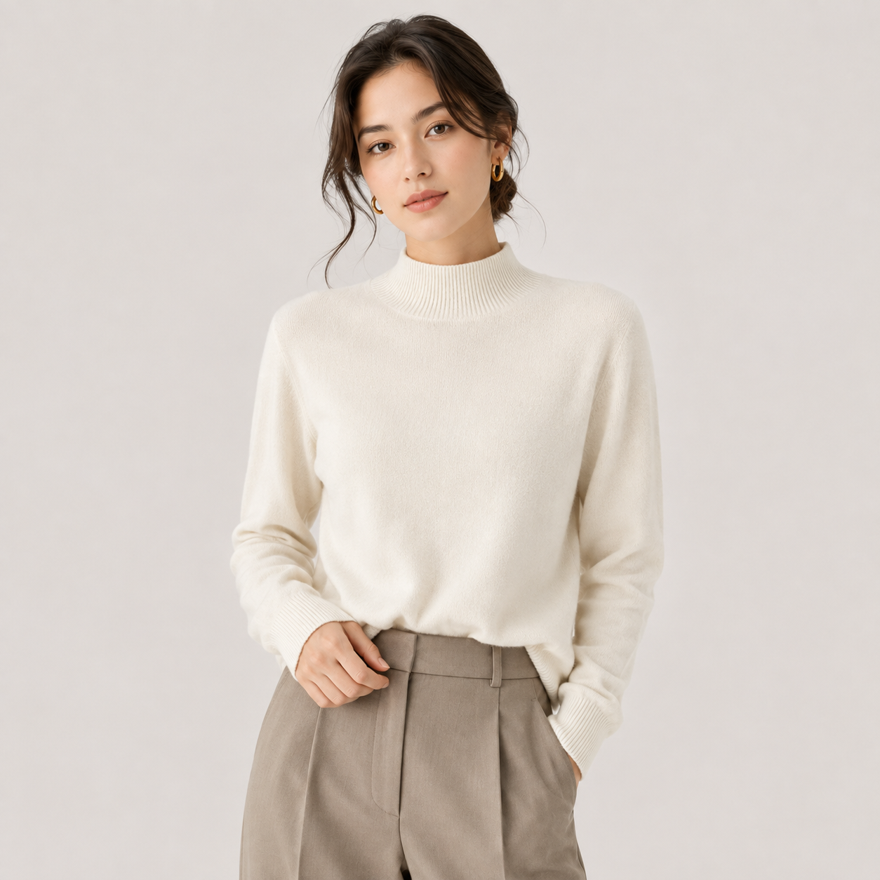 Women's Cashmere Look Sweater Lightweight Classic Fit