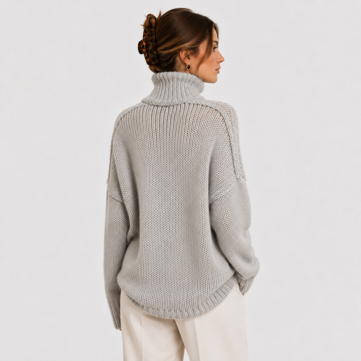 Women's Relaxed Knit Sweater Comfortable Long Sleeve Pullover
