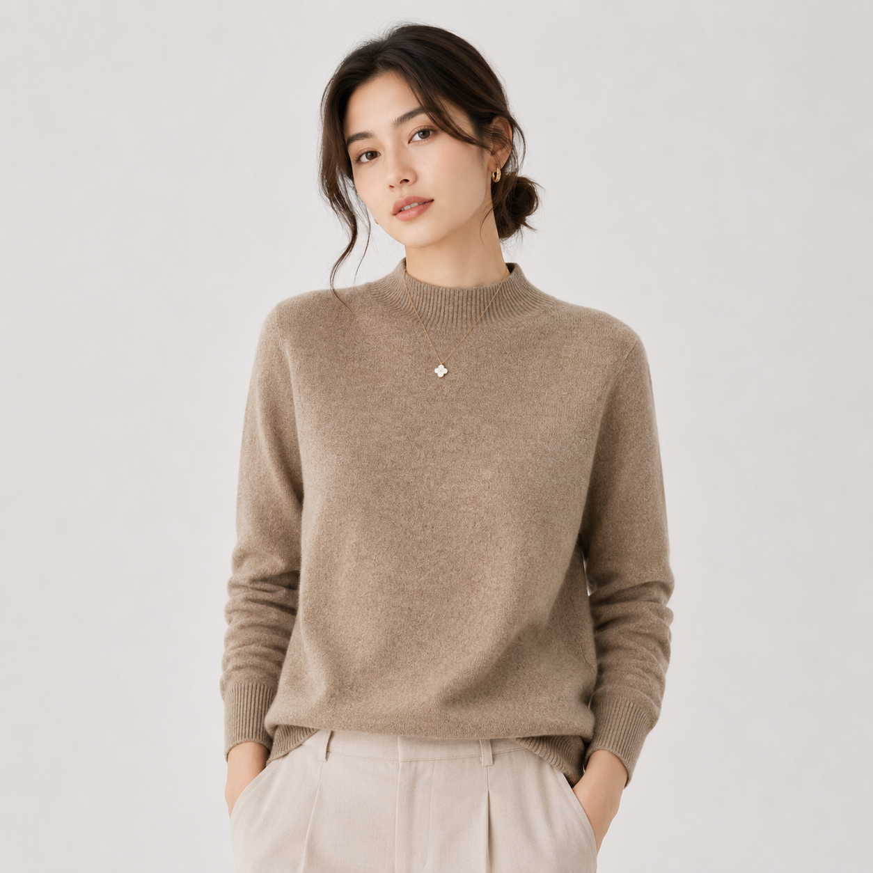Women's Cashmere Look Sweater Lightweight Classic Fit