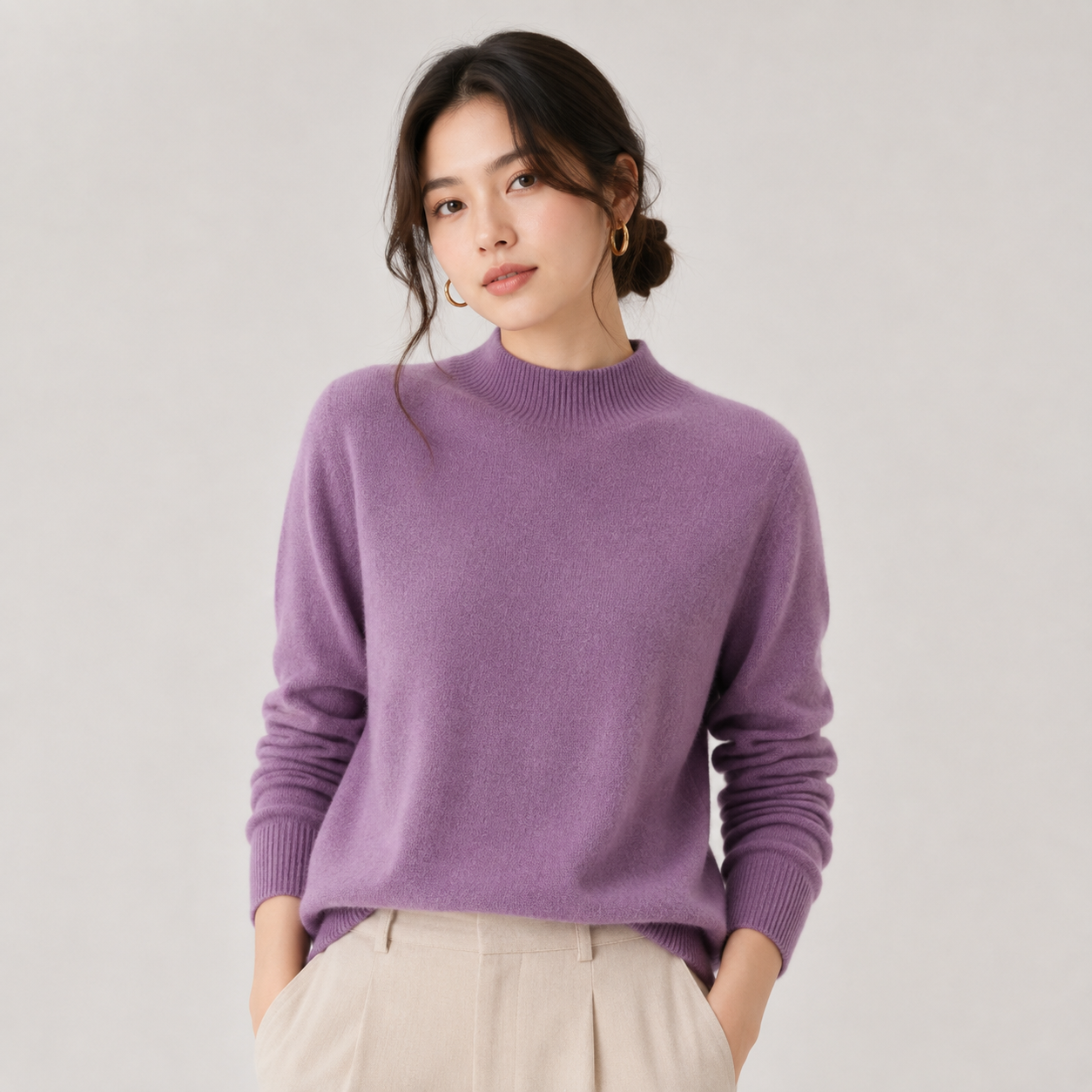 Women's Cashmere Look Sweater Lightweight Classic Fit