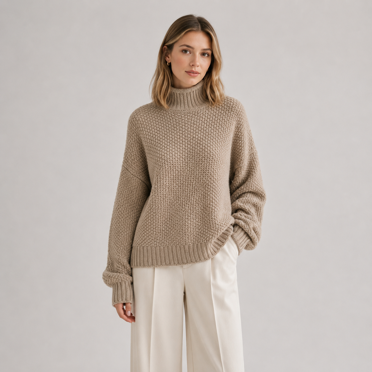Women's Relaxed Sweater Comfortable Long Sleeve Knitwear