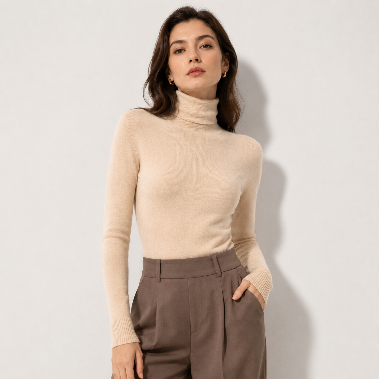 Women's Cashmere Look Turtleneck Lightweight Warm Knit Pullover