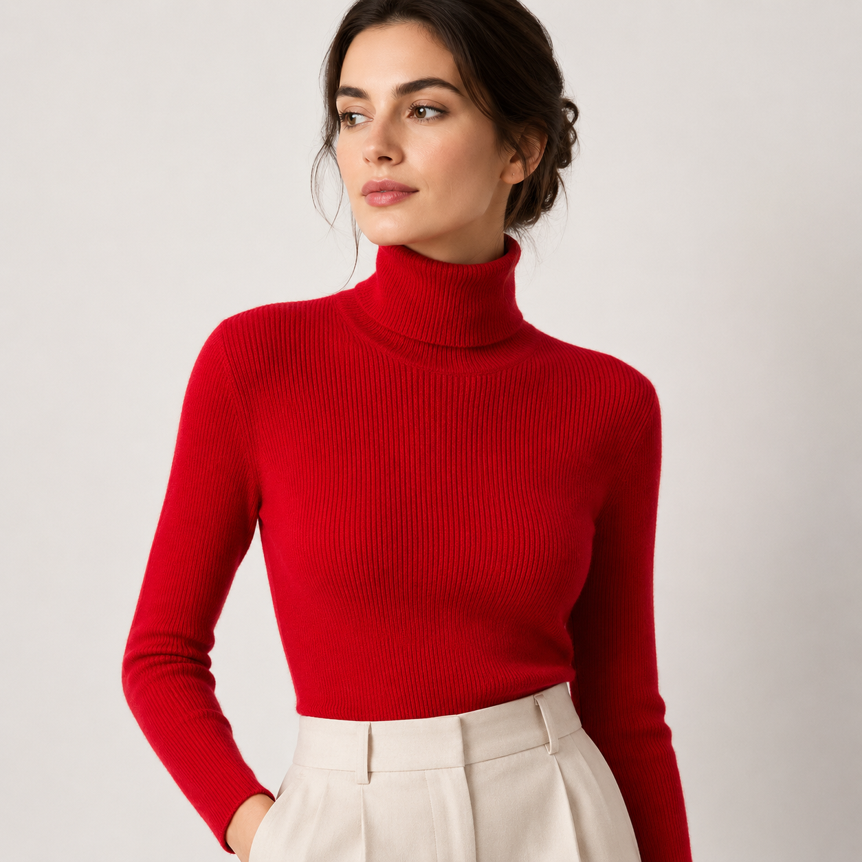 Women's Cashmere Look Turtleneck Lightweight Warm Knit Pullover