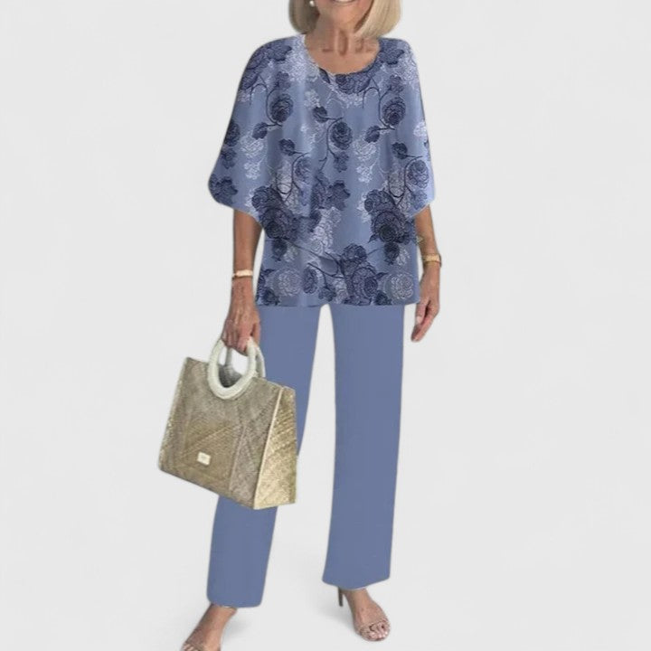 Fern | Women's Casual Floral Print Top and Wide-Leg Pants Set