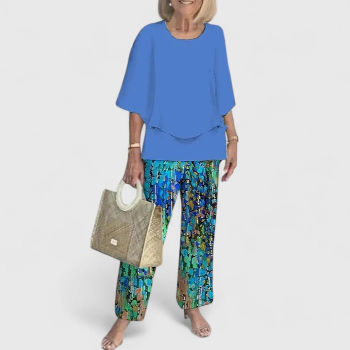 Fern | Women's Casual Floral Print Top and Wide-Leg Pants Set