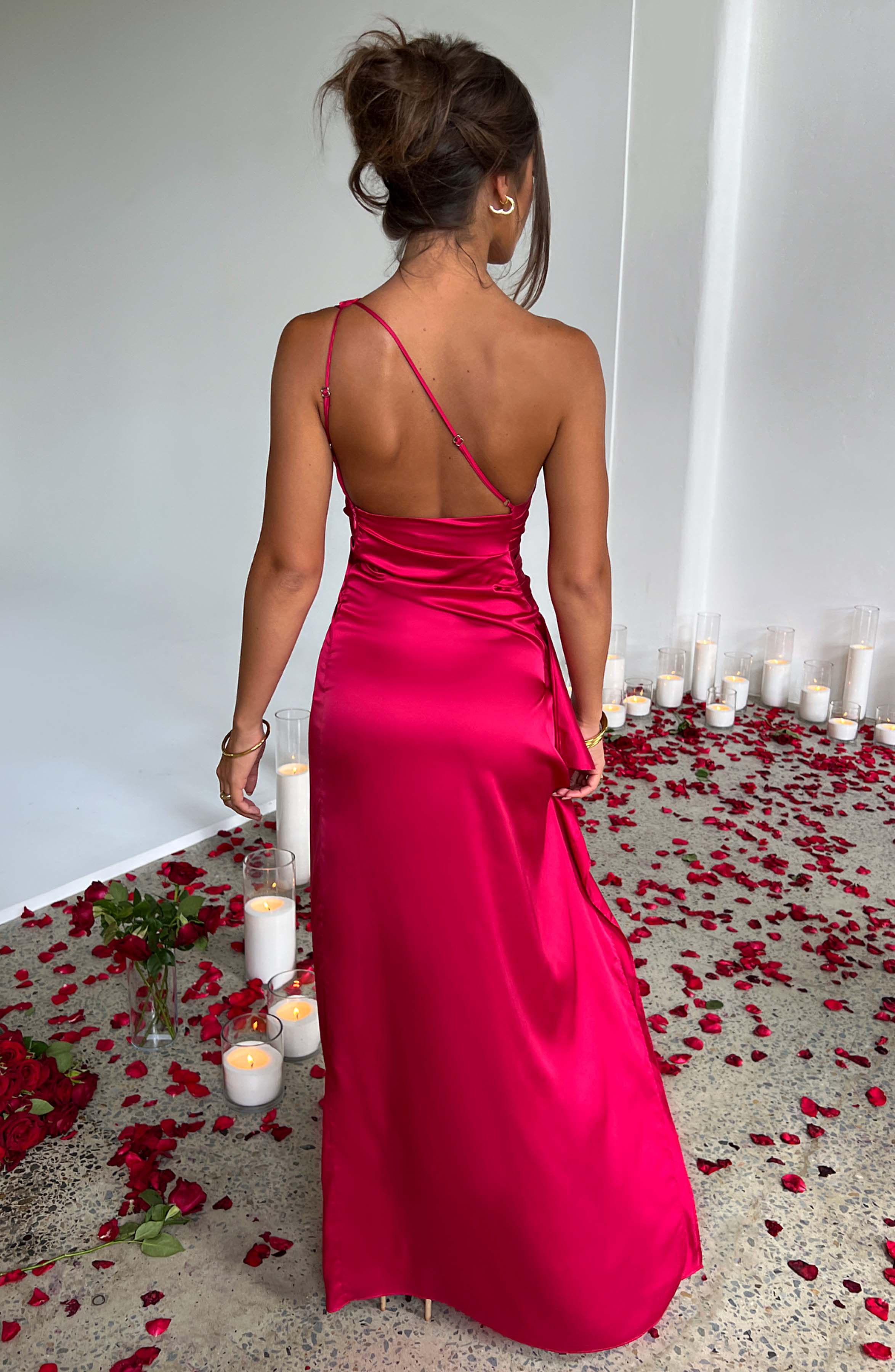Celeste | Women's Wedding Guest Satin One Shoulder Bodycon Dress