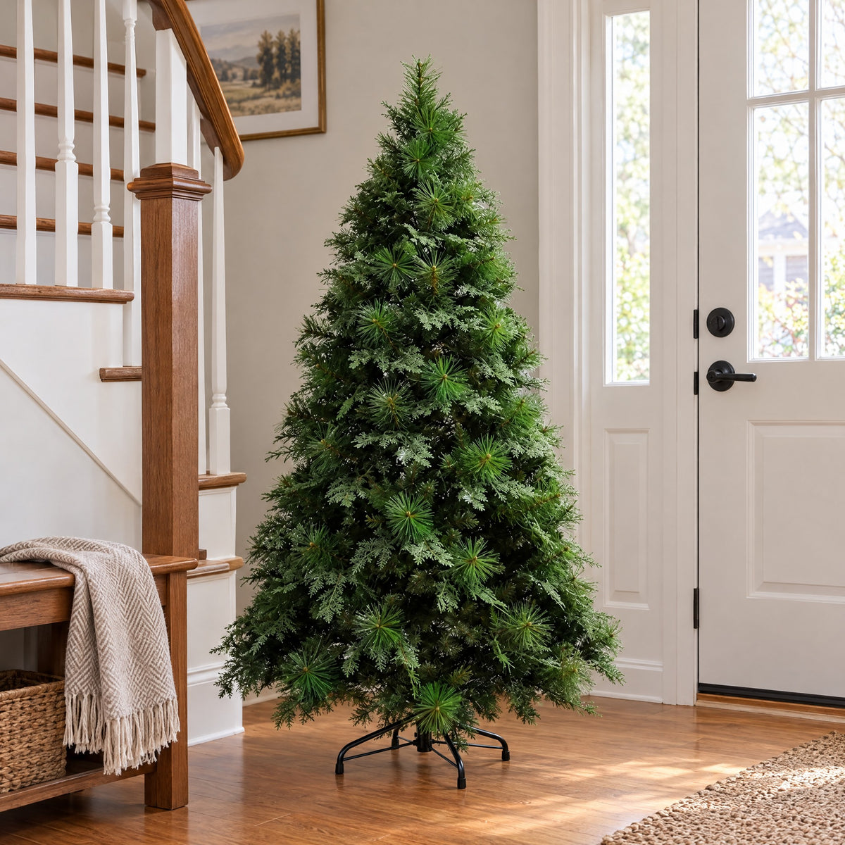 Artificial Christmas Tree 4ft, 5ft, 6ft – Full Pine with Mixed PET/PVC Tips, Metal Stand