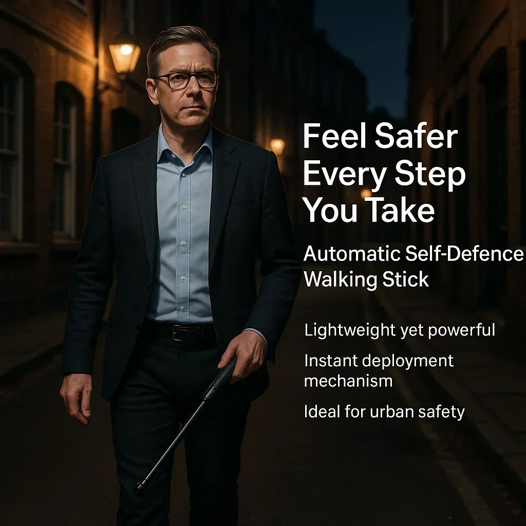 Telescopic Self-Defense Walking Stick | One-Click, Durable Safety Aid
