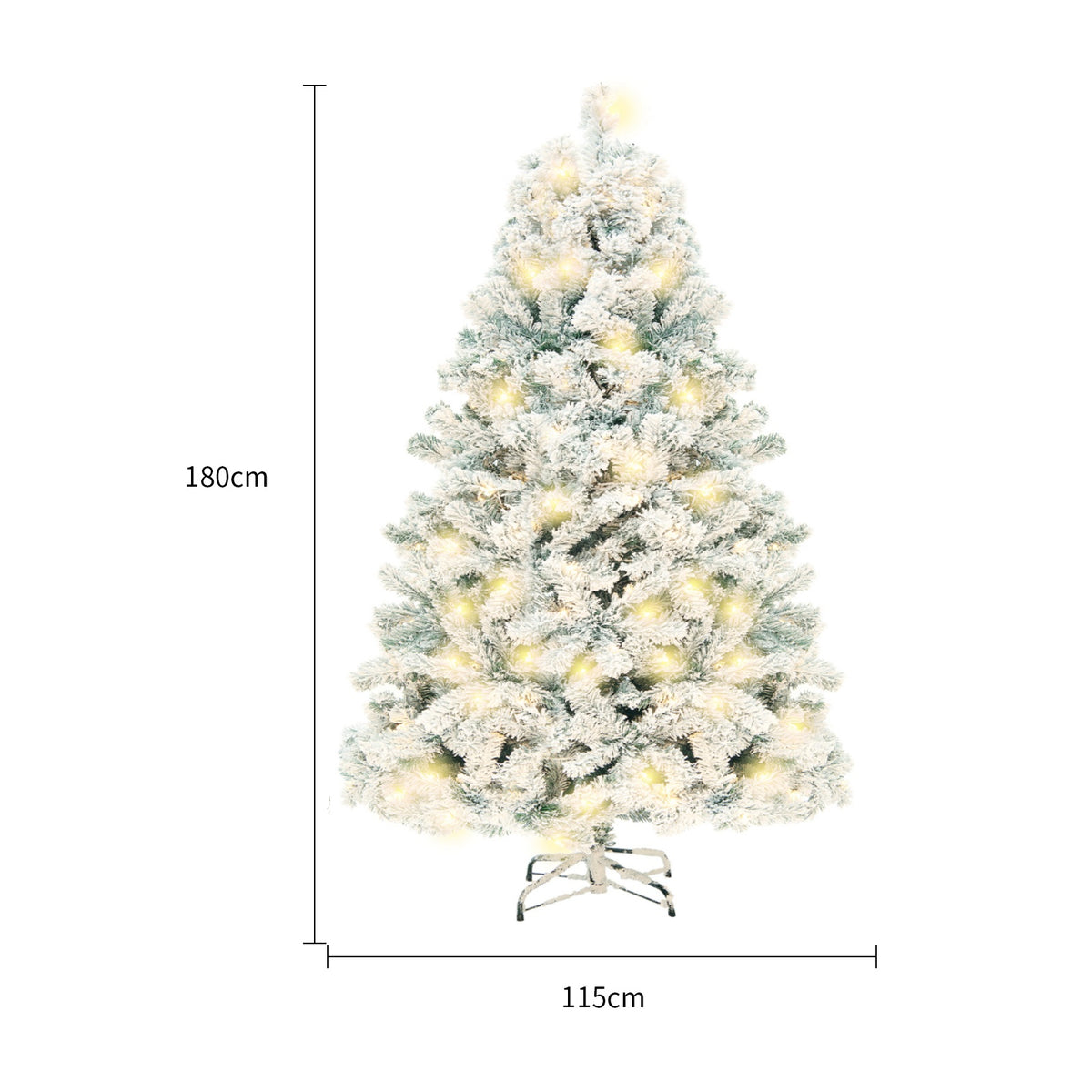 Pre-Lit Artificial Pine Christmas Tree 6ft, 7.5ft – Lighted Green PVC Tree with Metal Stand