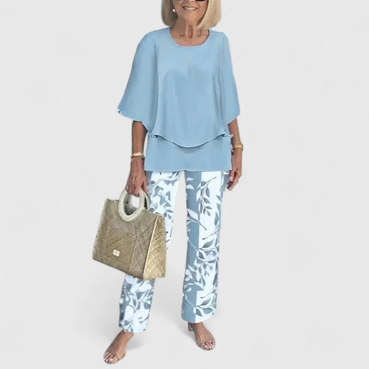 Fern | Women's Casual Floral Print Top and Wide-Leg Pants Set
