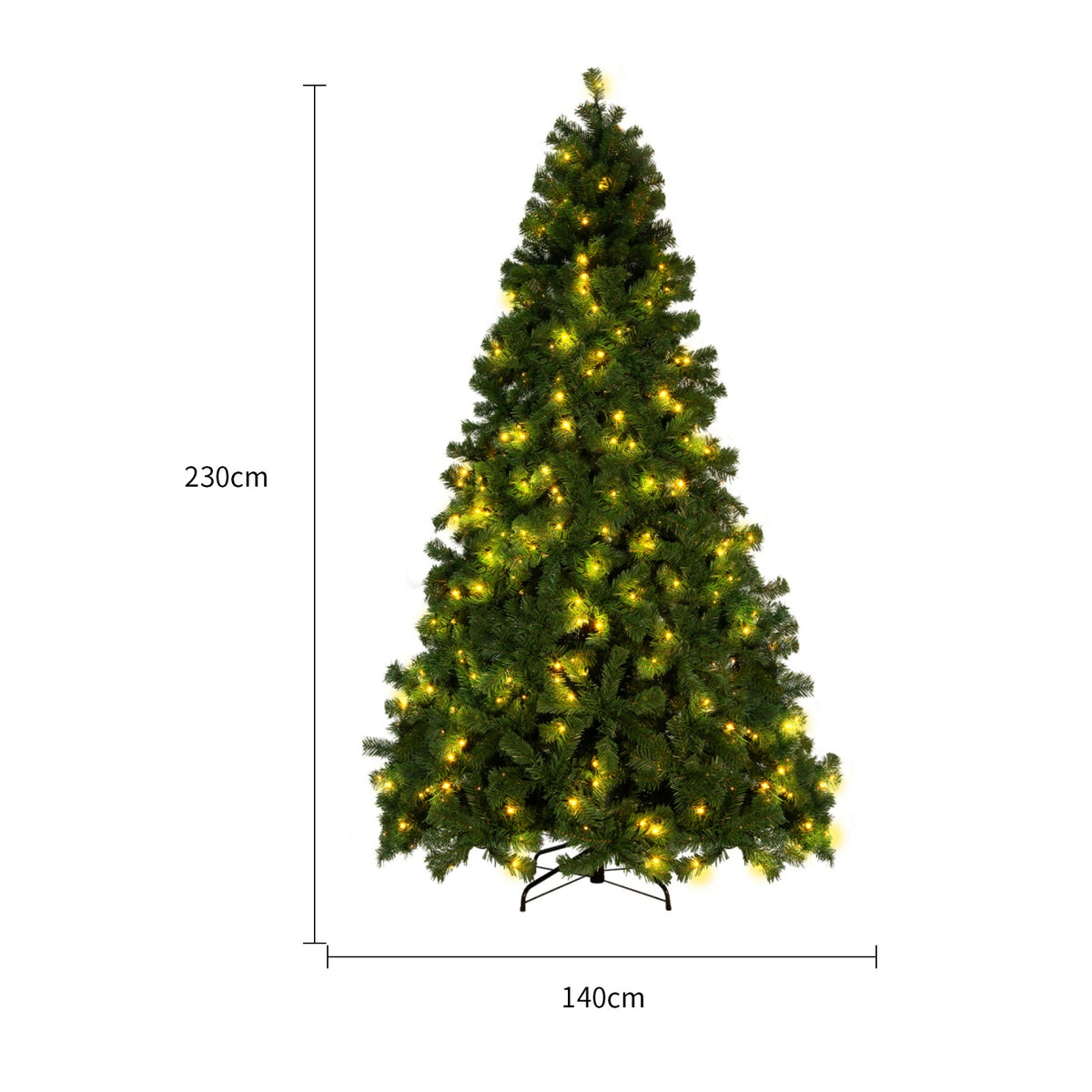 Pre-Lit Artificial Pine Christmas Tree 6ft, 7.5ft – Lighted Green PVC Tree with Metal Stand