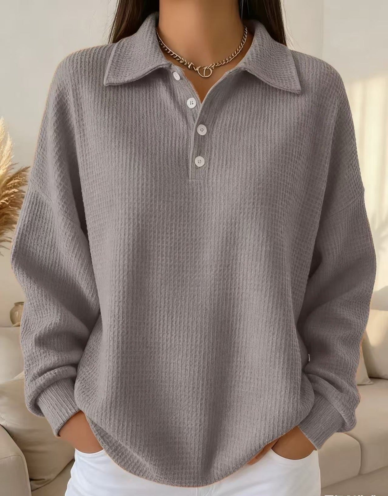 Elegant Lightweight Polo Collar Sweater