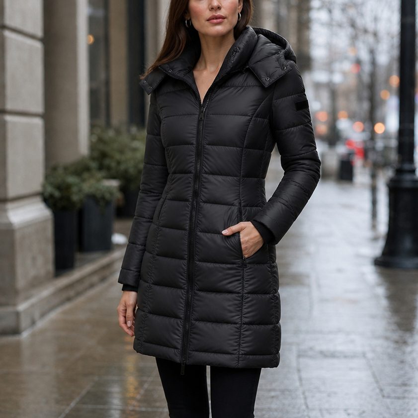 Belvaine | Women's Mid-Length Hooded Puffer Jacket