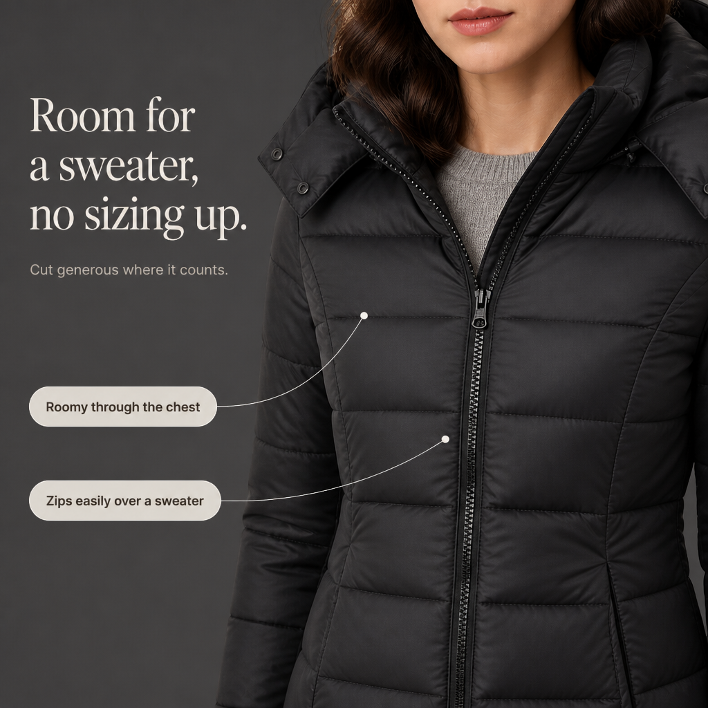 Belvaine | Women's Mid-Length Hooded Puffer Jacket
